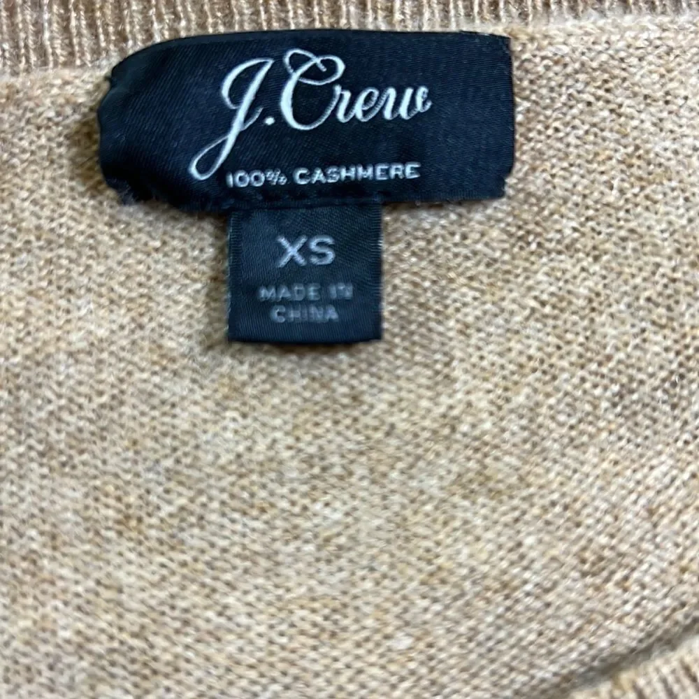 J. CREW Women’s Striped Crew Neck Cashmere Sweater Tan/Red/Blue Extra Small